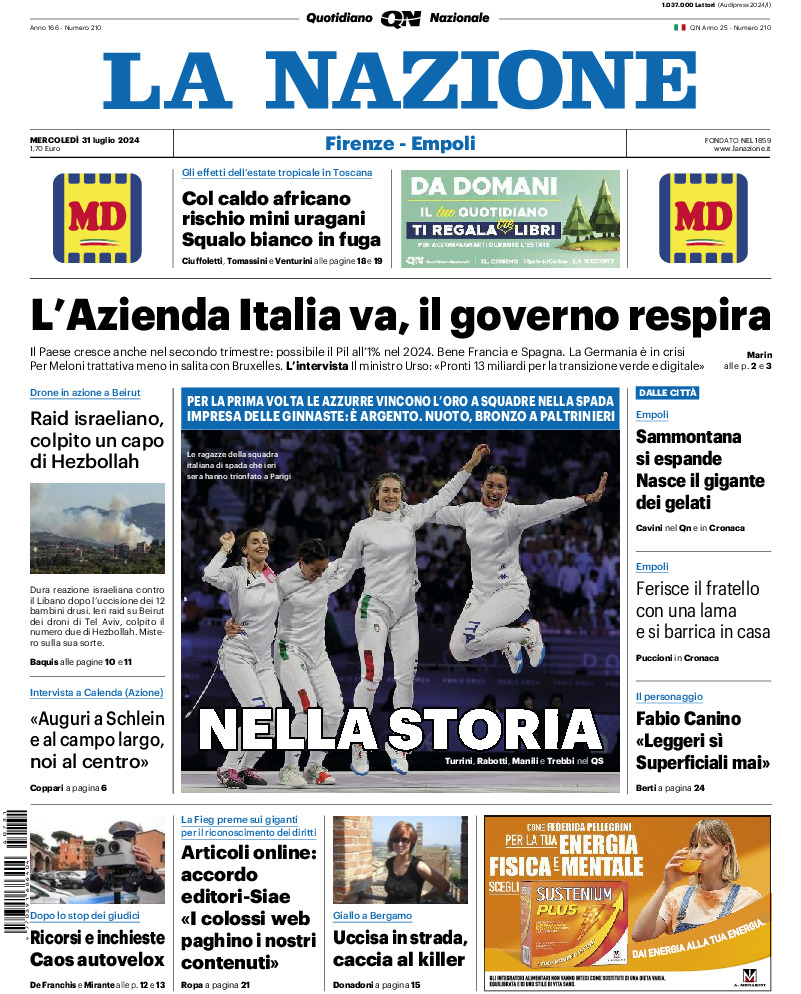 Prima-pagina-la nazione-edizione-di-oggi-20240731